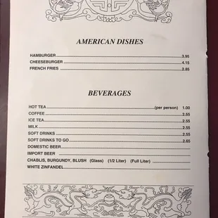 Updated menu as of 2017.