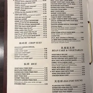 Updated menu as of 2017.