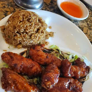 Honey chicken and fried rice