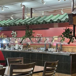 The buffet is awesome it has a mic to yell back to the kitchen what's needed.  Very reasonable too!