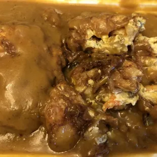 Shrimp Egg Foo Young.  Not the prettiest, but tasty.