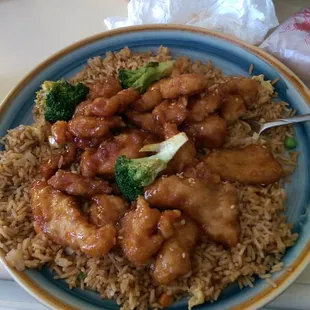 Sesame chicken w/fried rice