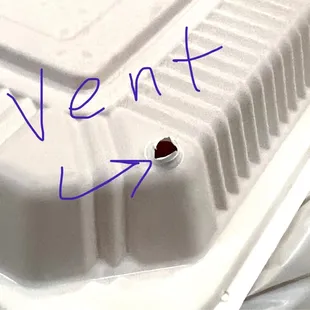 They poke a vent hole in the to-go box so it doesn't get soggy! Very thoughtful.