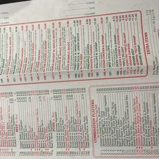 the menu