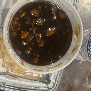 Nasty egg foo young with black goo gravy yuck !!