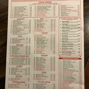 Dragon Inn Menu  November 9, 2017