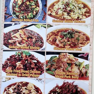a variety of asian dishes on a menu