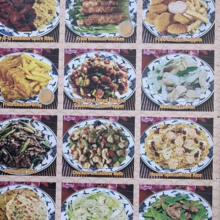 Food menu on the wall.