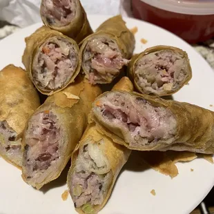 Raw pork egg rolls