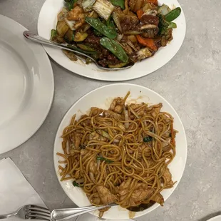Happy family and chicken lo mein