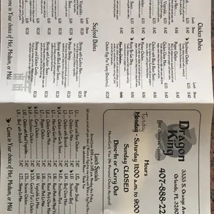 Their accurate menu