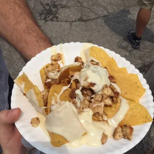 Chicken nachos. The chicken is a soy-ginger chicken and DELICIOUS.