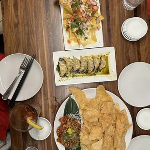 Appetizer variety (nachos and wontons were my favorites)
