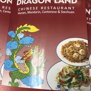 the menu of a chinese restaurant