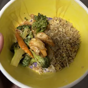Some of my shrimp and broccoli and fried rice