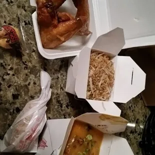 First time eating here and my food looks delicious and I think it will taste even better.