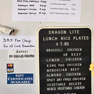 Specials and Fees