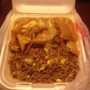 Mmmm lemon chicken over fried rice! So good!