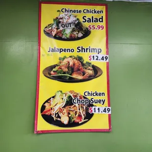 Menu As of November 9, 2022