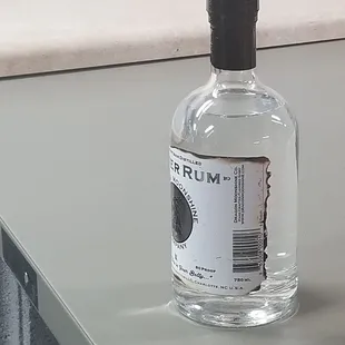 Freshly labeled and sealed rum