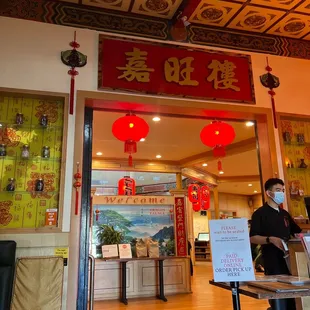 the entrance to the restaurant