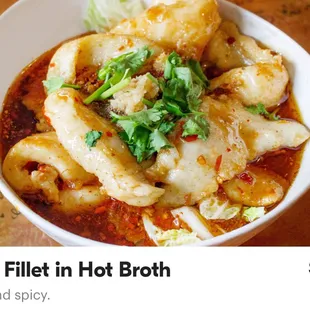 fish fillet in hot broth