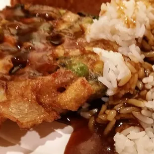 Egg Foo Young (vegetable) w/ rice