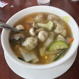 Wonton Soup - fresh veggies, housemade wontons, extremely tasty broth.