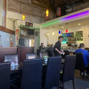 Inside the front door during lunch time