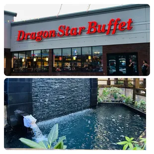 Exterior front and indoor fountain