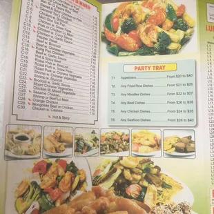 the menu of a chinese restaurant