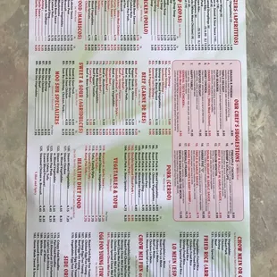 menu