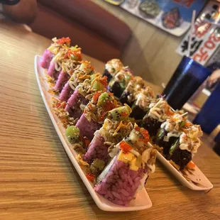Money roll (pink) and snow mountain roll