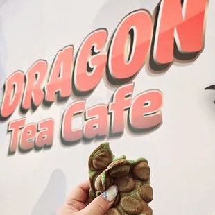 5.23.24 This is their pandan bubble waffle. It's good to dip it in puff cream to pair with and eat w/Matcha Lava