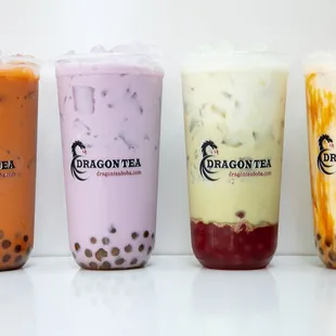 a variety of bubble teas