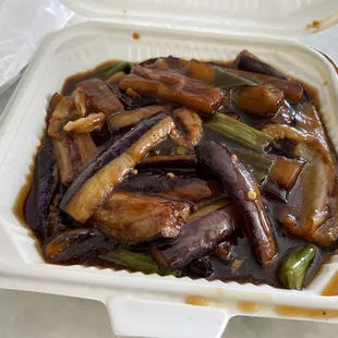 a close up of a container of food