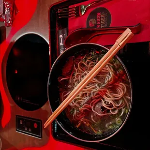 House Ramen, Chicken broth, wagyu and toppings