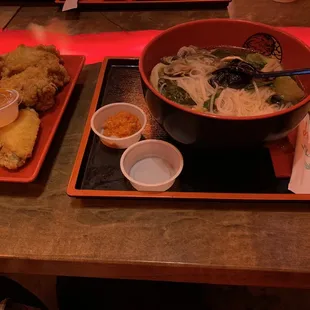 Rice noodle Bowl with side of Dragon Fire Wings