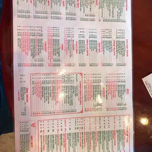 menu