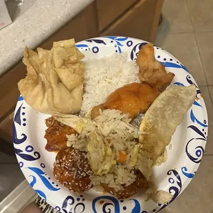 a person holding a plate of food