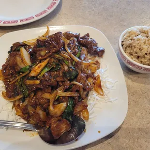 Mongolian beef with brown rice