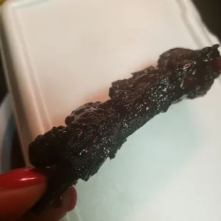 Burnt, inedible spare ribs...mind you I purchased a large, there were several dry and burnt..so upsetting