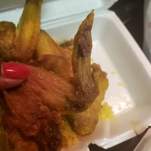 Chicken appears old or freezer burnt.. definitely not crispy