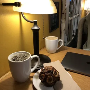 Black coffee, banana nut muffin