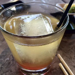 Mugi down south cocktail, slightly spicy shochu and cherry