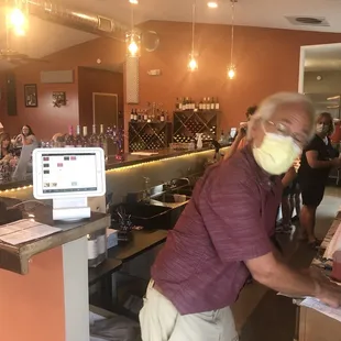 a man wearing a mask