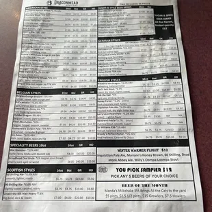 menu