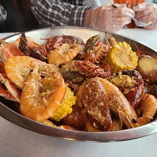 a bowl of seafood