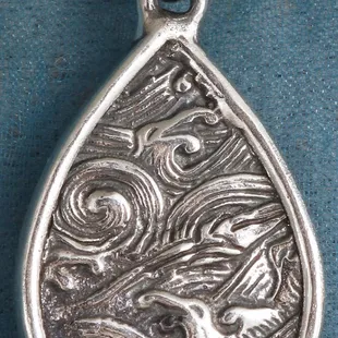 Ocean Wave Pendant in Solid Sterling Silver