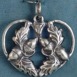 Acorn Oakleaf Heart Sterling Silver Pendant